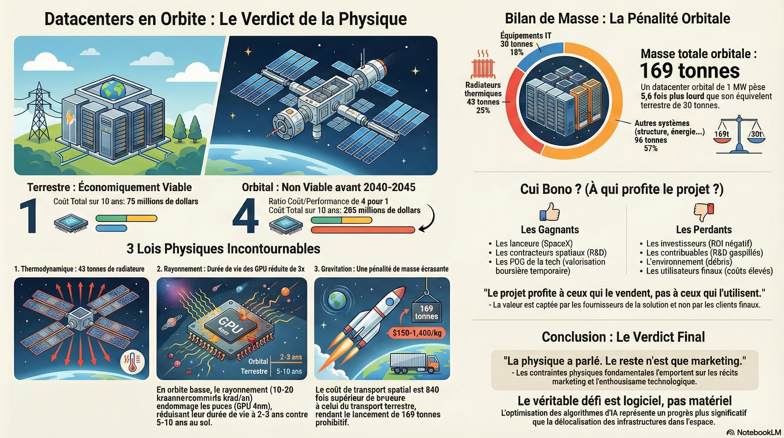 Infographie complète - Datacenters Orbitaux vs Terrestres