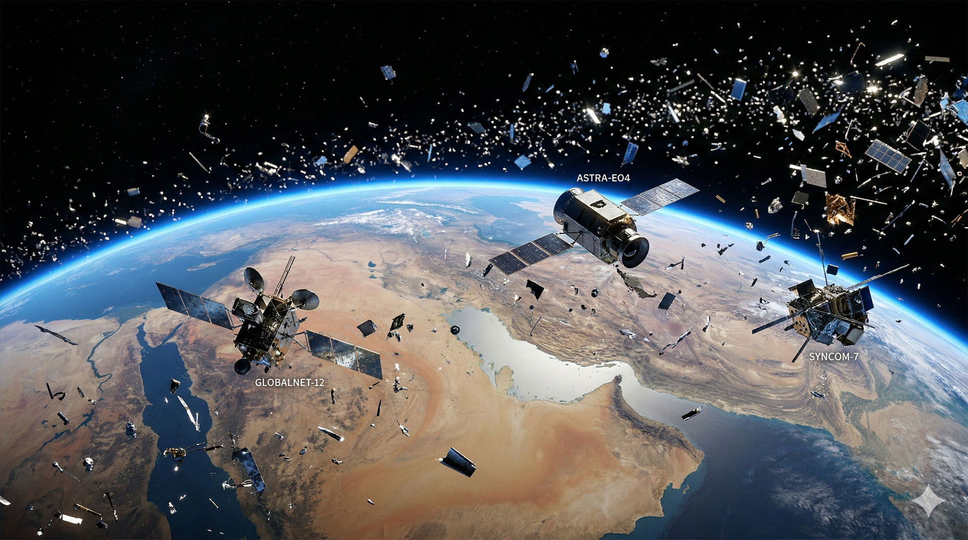 Cloud of debris in low Earth orbit — ESA visualisation