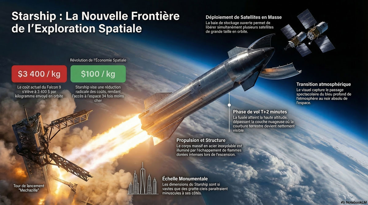 Starship SpaceX lancement réutilisable coût par kg